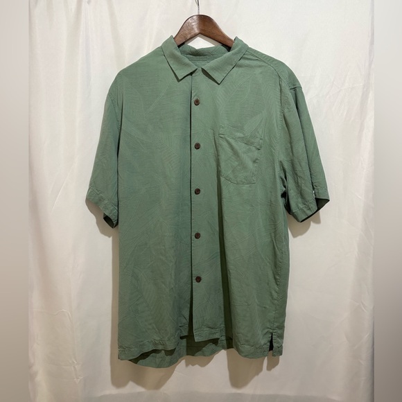 Tommy Bahama Silk Short Sleeve Shirt Mens Large Green - Picture 1 of 7